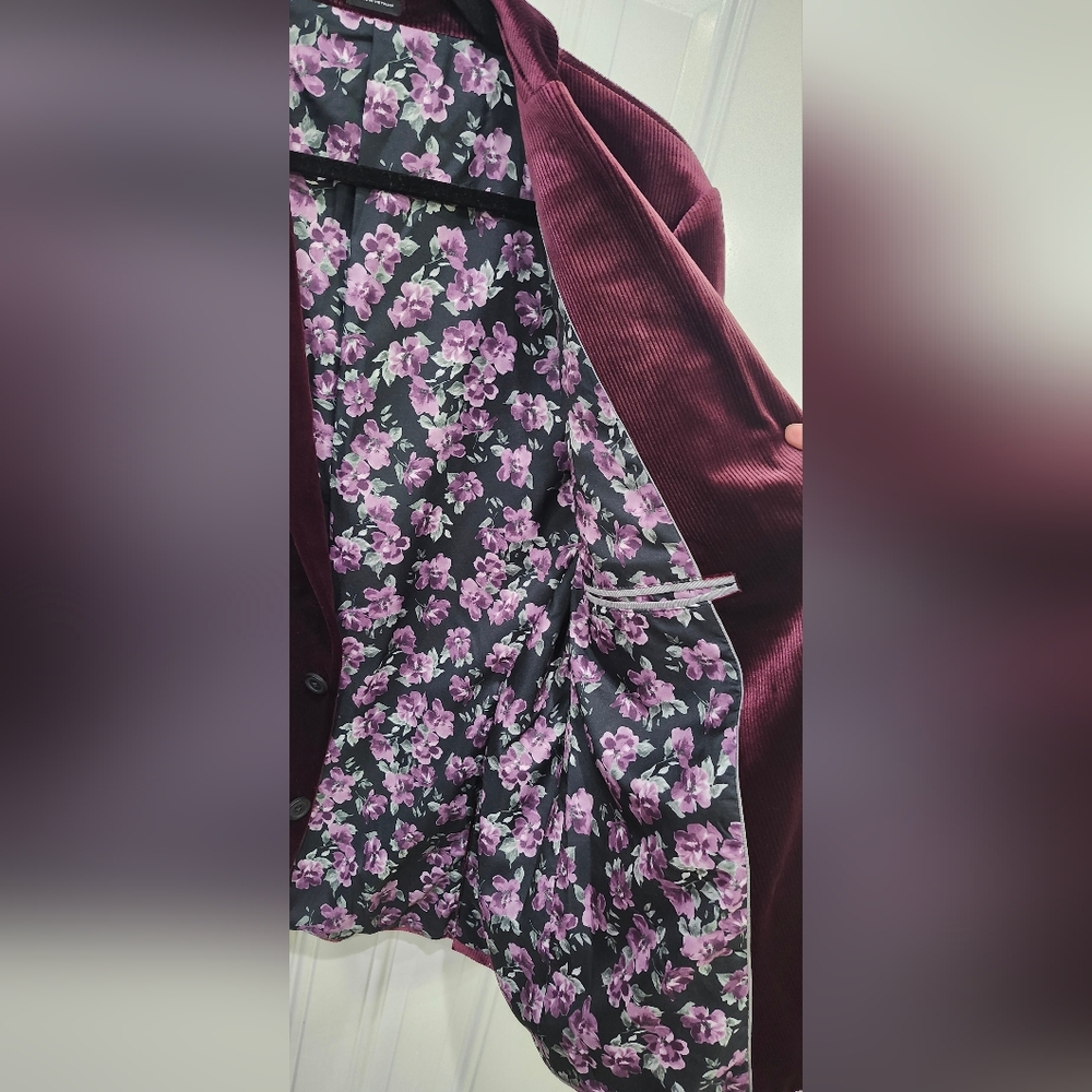 NWT JF J. Ferrar Evening Velvet Cord Slim Fit Red Wine Blazer Jacket Men's 44R - Picture 3 of 6